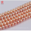 9-10mm Pink Real Natural Pearl Strand, Button Round